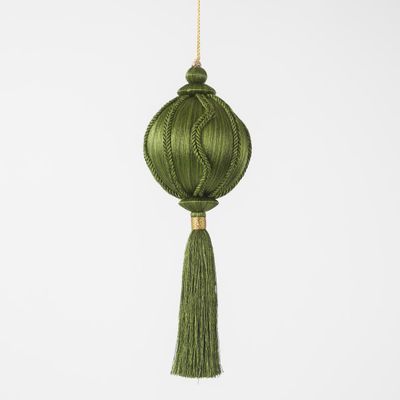 Silk Tassel Bauble Decoration Olive