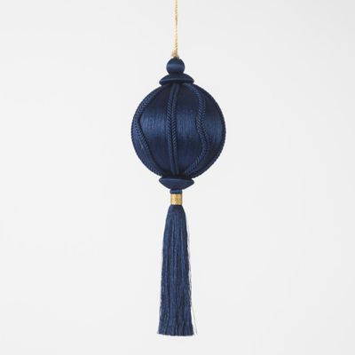 Silk Tassel Bauble Decoration Navy Blue