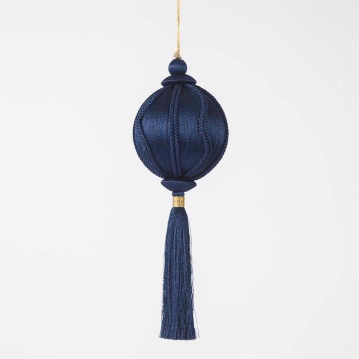 Silk Tassel Bauble Decoration Navy Blue