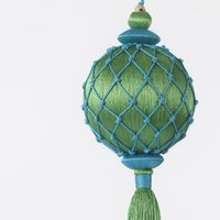 Silk Lattice Tassel Decoration Blue & Green