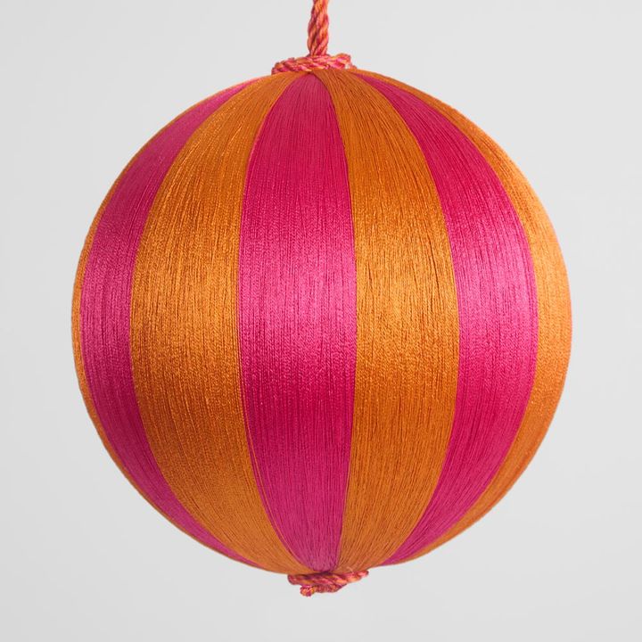 Silk Stripe Bauble Large Pink & Orange