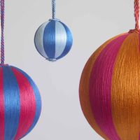 Silk Stripe Bauble Large Pink & Orange