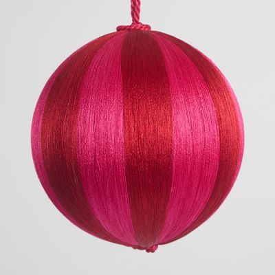 Silk Stripe Bauble Large Fuchsia & Red