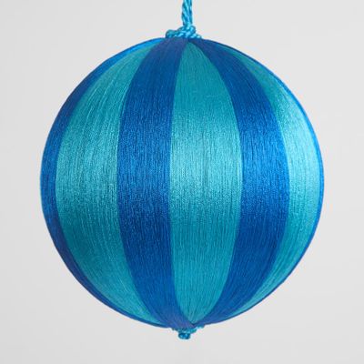 Silk Stripe Bauble Large Blue & Turquoise