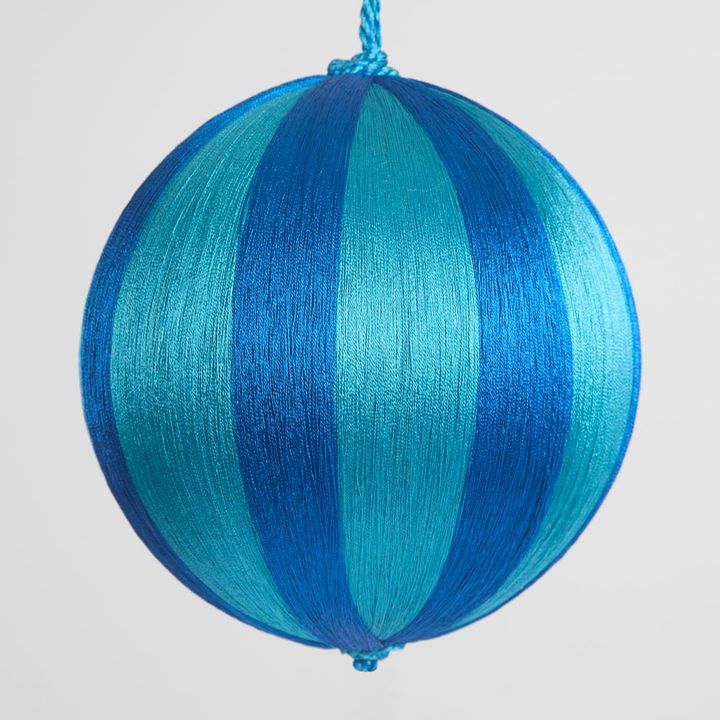 Silk Stripe Bauble Large Blue & Turquoise