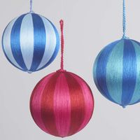 Silk Stripe Bauble Large Blue & Turquoise