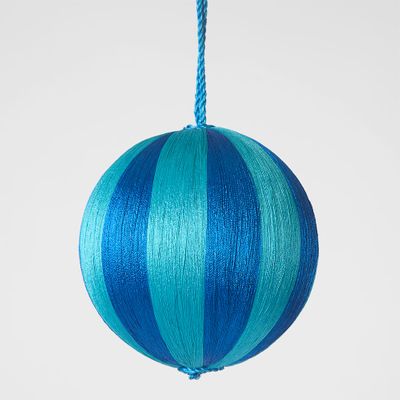 Silk Stripe Bauble Medium Blue & Turquoise