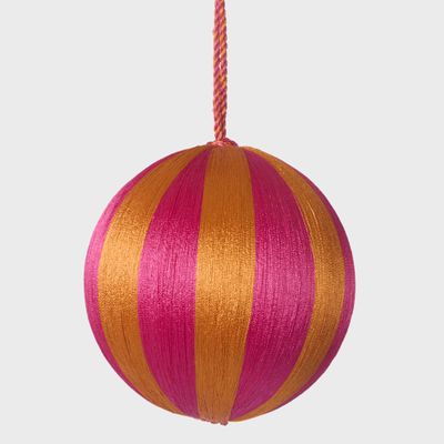 Silk Stripe Bauble Medium Pink & Orange