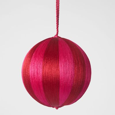 Silk Stripe Bauble Medium Fuchsia & Red