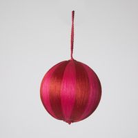 Silk Stripe Bauble Medium Fuchsia & Red