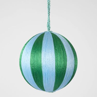 Silk Stripe Bauble Medium Blue & Green