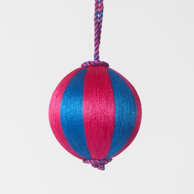 Silk Stripe Bauble Small Pink & Blue