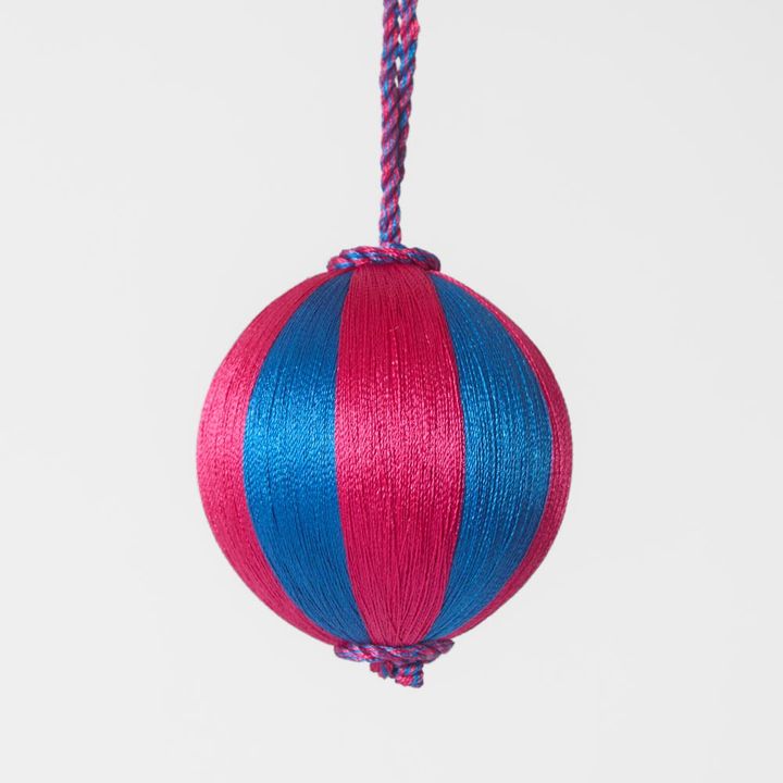 Silk Stripe Bauble Small Pink & Blue