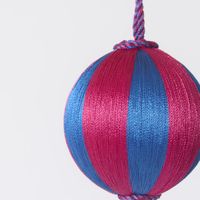 Silk Stripe Bauble Small Pink & Blue