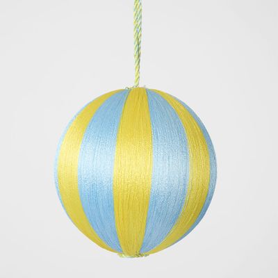 Silk Stripe Bauble Medium Blue & Yellow