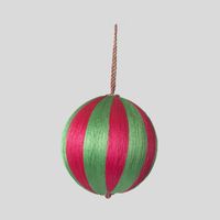 Silk Stripe Bauble Medium Pink & Green