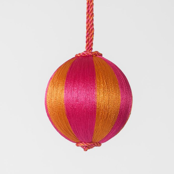 Silk Stripe Bauble Small Pink & Orange