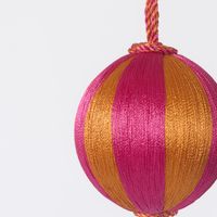 Silk Stripe Bauble Small Pink & Orange