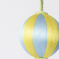 Silk Stripe Bauble Small Blue & Yellow