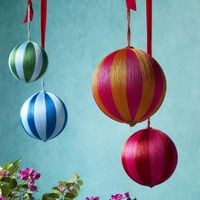 Silk Stripe Bauble Small Blue & Green