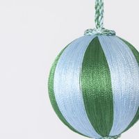 Silk Stripe Bauble Small Blue & Green