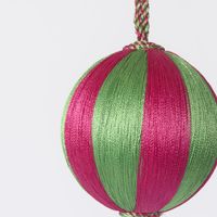 Silk Stripe Bauble Small Pink & Green