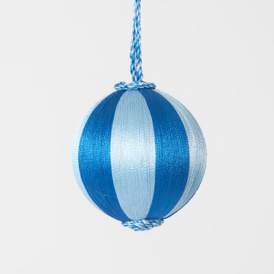 Silk Stripe Bauble Small Dark Blue & Blue