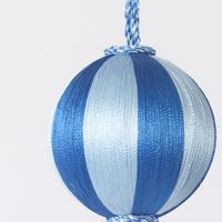 Silk Stripe Bauble Small Dark Blue & Blue