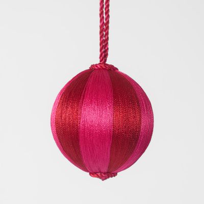 Silk Stripe Bauble Small Red & Pink