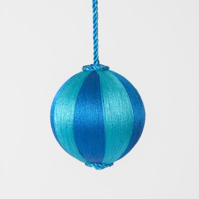 Silk Stripe Bauble Small Blue & Turquoise