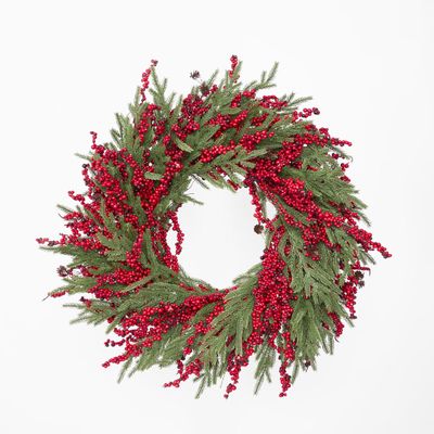 Cypress and Red Berry Wreath 65cm