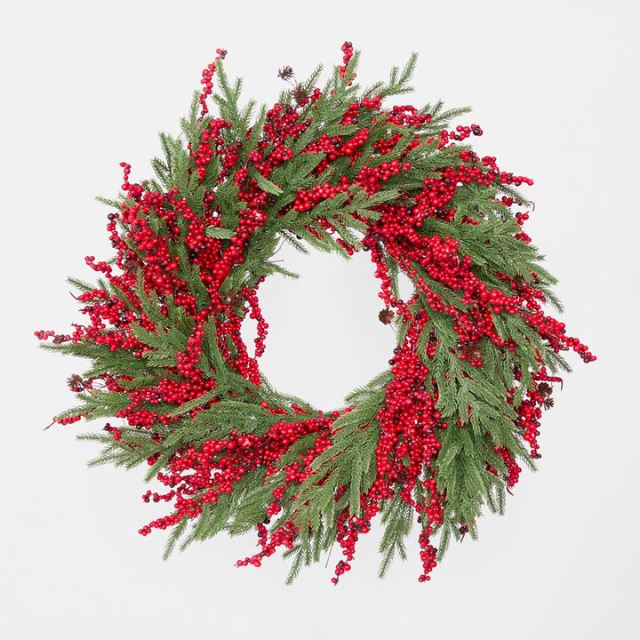 Cypress and Red Berry Wreath 65cm