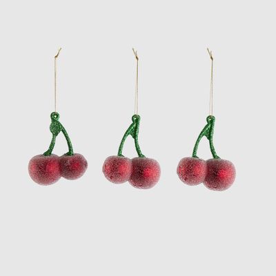 Sugared Cherry Decorations - Set of 3