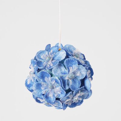 Glitter Hydrangea Bauble Blue