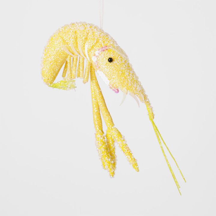 Lester Glitter Prawn Ornament Yellow