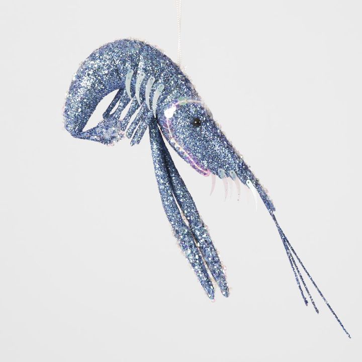 Lester Glitter Prawn Ornament Blue