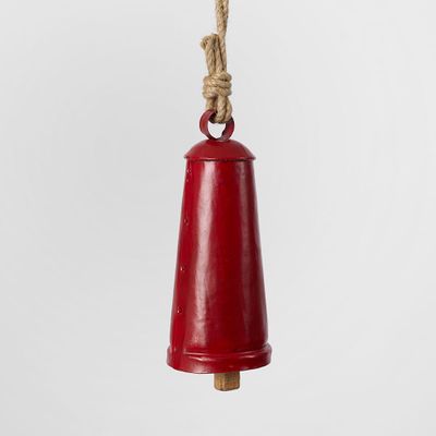 Rustic Tapered Cow Bell Large Vintage Red