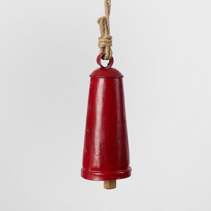 Rustic Tapered Cow Bell Large Vintage Red