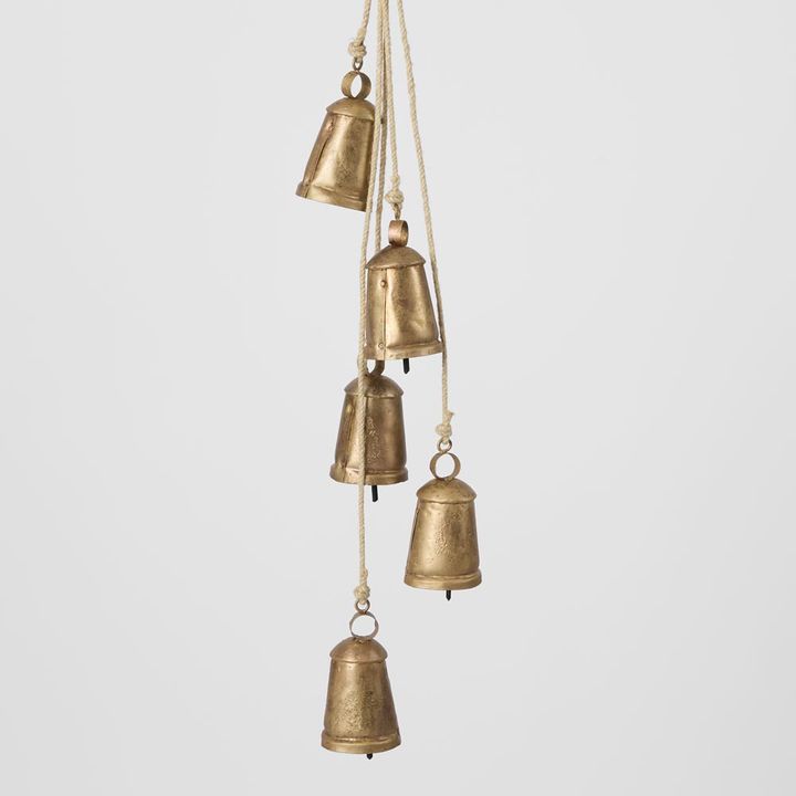 Rustic Cow Bell Bunch Antique Gold