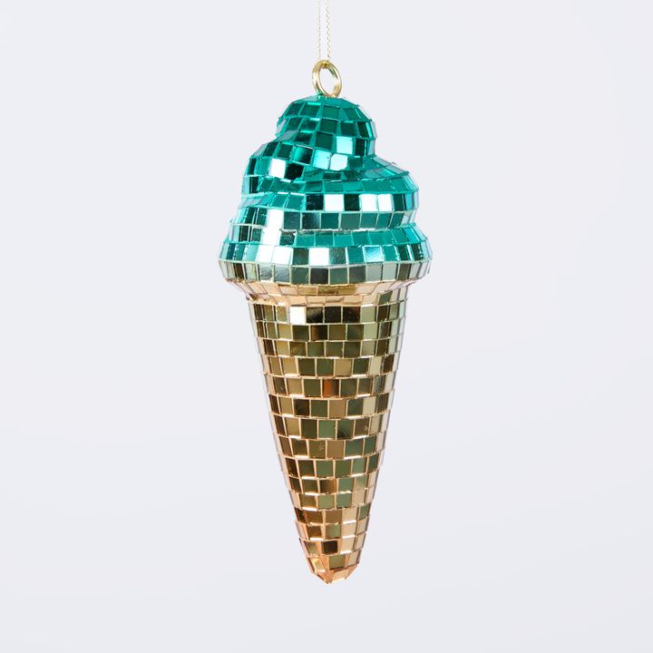 Disco Ice Cream Cone Decoration Blue