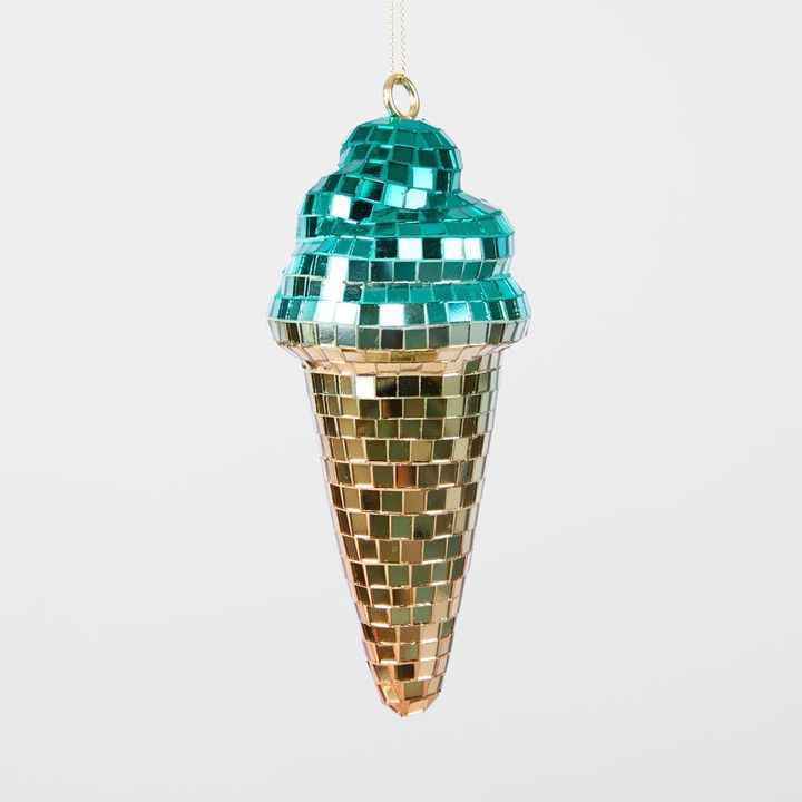 Disco Ice Cream Cone Decoration Blue