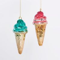 Disco Ice Cream Cone Decoration Blue