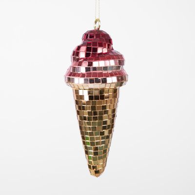 Disco Ice Cream Cone Decoration Fuchsia