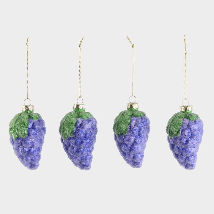 Sugared Grape Decorations - Set of 4