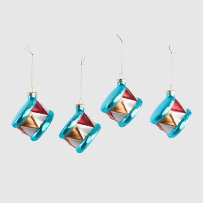 Carnival Drum Decorations Turquoise - Set of 4