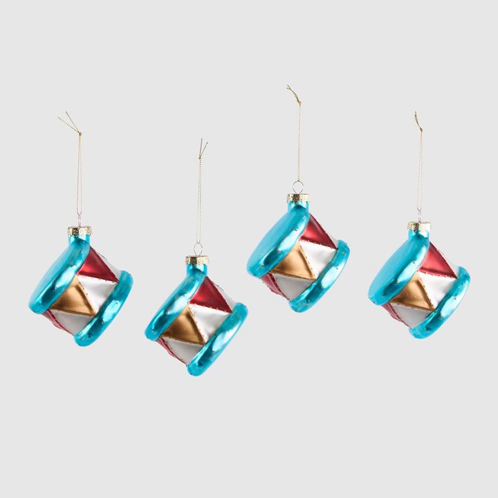 Carnival Drum Decorations Turquoise - Set of 4