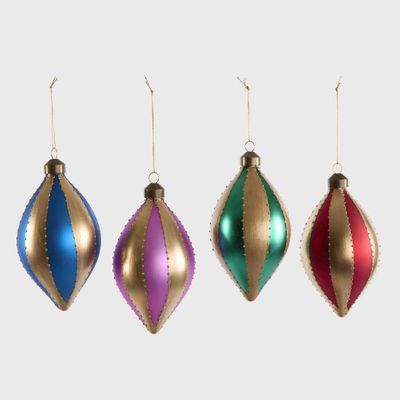 Carnival Tear Drop Baubles Multicolour - Set of 4