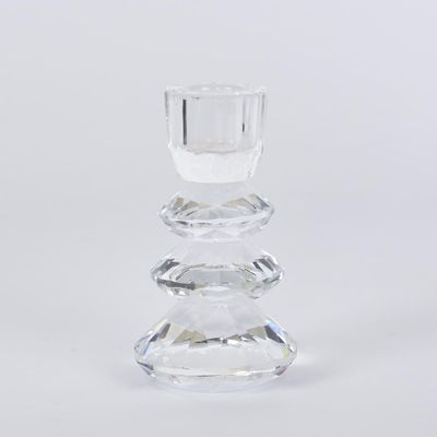 Lustre Glass Cut Candle Holder Clear