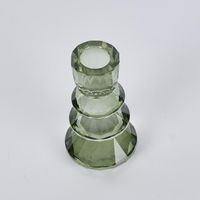 Lustre Glass Cut Candle Holder Green