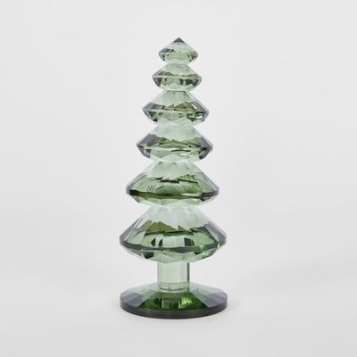 Lustre Glass Cut Tree Green